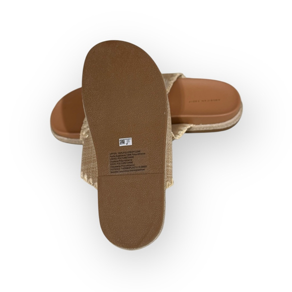 American Eagle Raffia Double Buckle Slide Sandals Size 10 NWT Espadrille - Picture 7 of 10